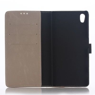 Sony Xperia Z5 Premium atvēramais ādas smilšains retro maciņš (maks) / Vacins.lv