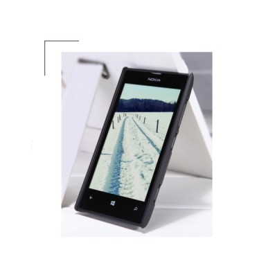 Nokia Lumia 520 Nillkin Frosted Shield melns plastmasas futrālis + ekrāna aizsargplēve / Vacins.lv