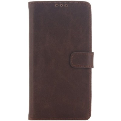 Sony Xperia Z5 Premium atverčiamas tamsiai rudas odinis retro dėklas - piniginė / Priedai.lt