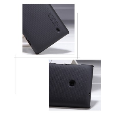 Nokia Lumia 520 Nillkin Frosted Shield melns plastmasas futrālis + ekrāna aizsargplēve / Vacins.lv