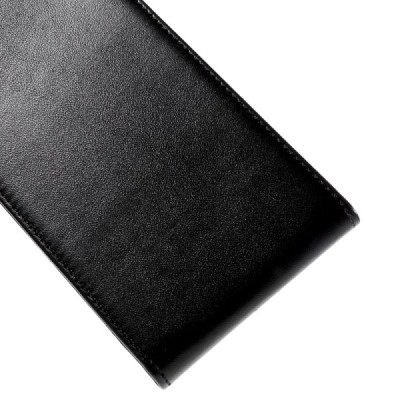 Sony Xperia Z5 Premium klasikinis vertikaliai atverčiamas juodas odinis dėklas / Priedai.lt