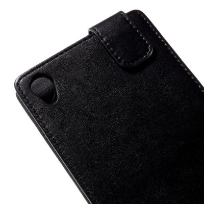 Sony Xperia Z5 Premium klasikinis vertikaliai atverčiamas juodas odinis dėklas / Priedai.lt