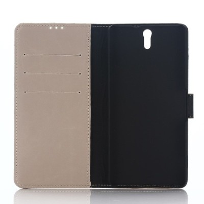 Sony Xperia C5 Ultra atvēramais ādas smilšains retro maciņš (maks) / Vacins.lv