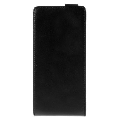 Sony Xperia C5 Ultra klasisks ādas vertikāli atvēramais melns maciņš / Vacins.lv