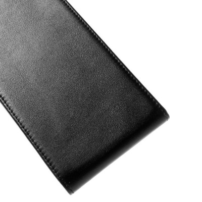 Sony Xperia C5 Ultra klasisks ādas vertikāli atvēramais melns maciņš / Vacins.lv