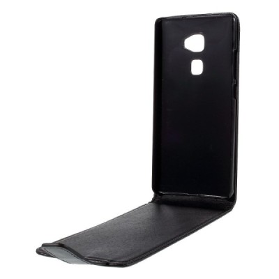 Huawei Mate S klasisks ādas vertikāli atvēramais melns maciņš / Vacins.lv