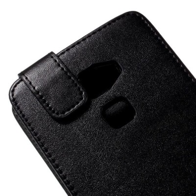 Huawei Mate S klasisks ādas vertikāli atvēramais melns maciņš / Vacins.lv