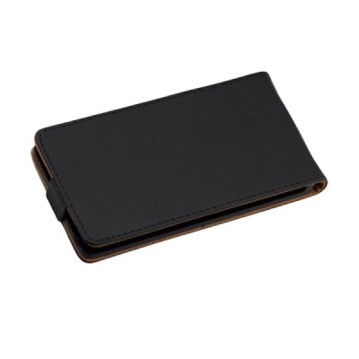 Microsoft Lumia 950 klasikinis vertikaliai atverčiamas juodas odinis dėklas / Priedai.lt