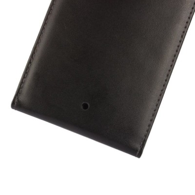 Motorola Moto X Play klasisks ādas vertikāli atvēramais melns maciņš / Vacins.lv