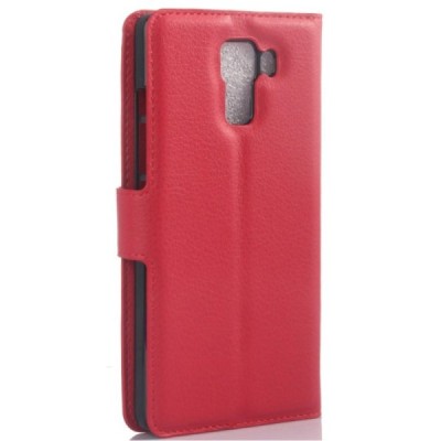 Huawei Honor 7 atvēramais sarkans ādas Litchi maciņš - maks / Vacins.lv