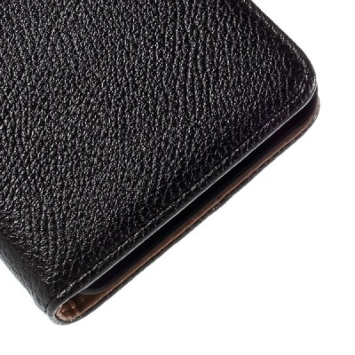 Huawei Y6 atvēramais melns ādas Litchi maciņš - maks / Vacins.lv