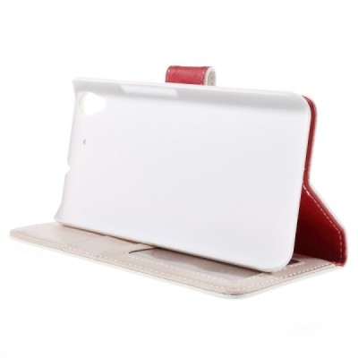 Huawei Y6 atvēramais balts ādas Litchi maciņš - maks / Vacins.lv