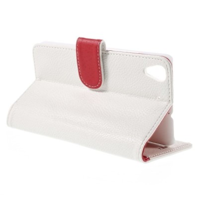 Huawei Y6 atvēramais balts ādas Litchi maciņš - maks / Vacins.lv