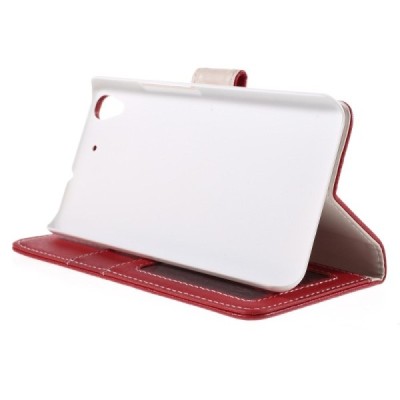 Huawei Y6 atverčiamas raudonas odinis Litchi dėklas - piniginė / Priedai.lt