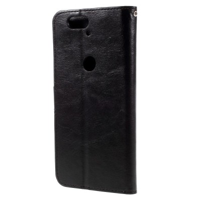 Huawei Nexus 6P atvēramais ādas melns maciņš (maks) / Vacins.lv