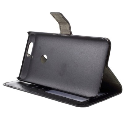 Huawei Nexus 6P atvēramais ādas melns maciņš (maks) / Vacins.lv