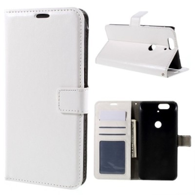 Huawei Nexus 6P atverčiamas baltas odinis dėklas - piniginė / Priedai.lt