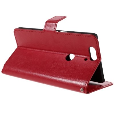 Huawei Nexus 6P atverčiamas raudonas odinis dėklas - piniginė / Priedai.lt