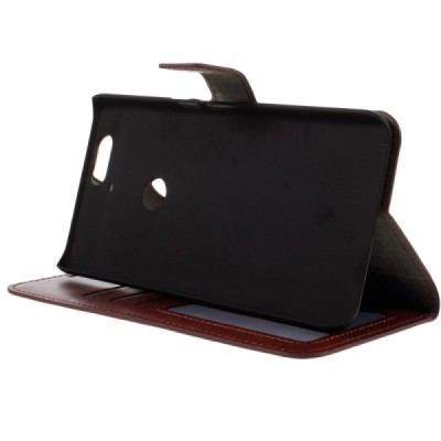 Huawei Nexus 6P atverčiamas rudas odinis dėklas - piniginė / Priedai.lt