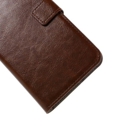 Huawei Nexus 6P atverčiamas rudas odinis dėklas - piniginė / Priedai.lt