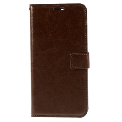 Huawei Nexus 6P atverčiamas rudas odinis dėklas - piniginė / Priedai.lt