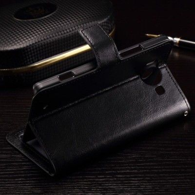 Microsoft Lumia 950 atverčiamas juodas odinis dėklas - piniginė / Priedai.lt