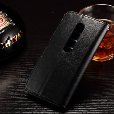 Motorola Moto G 3rd (3 Gen) atvēramais ādas melns maciņš (maks) / Vacins.lv