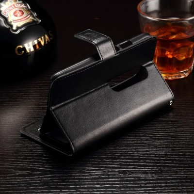 Motorola Moto G 3rd (3 Gen) atvēramais ādas melns maciņš (maks) / Vacins.lv