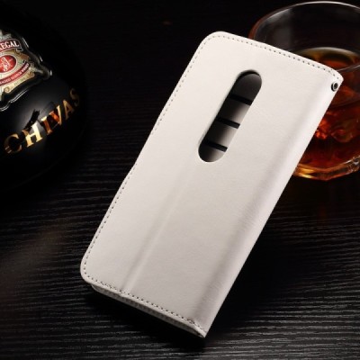 Motorola Moto G 3rd (3 Gen) atvēramais ādas balts maciņš (maks) / Vacins.lv