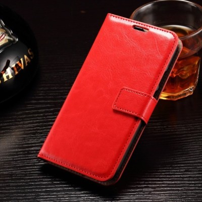 Motorola Moto G 3 kartos (Gen 3) atverčiamas raudonas odinis dėklas - piniginė / Priedai.lt