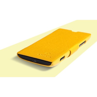 Nokia Lumia 520 „Nillkin“ Fresh atvēramais dzeltens futrālis / Vacins.lv