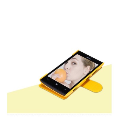 Nokia Lumia 520 „Nillkin“ Fresh atvēramais dzeltens futrālis / Vacins.lv