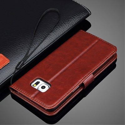 Samsung Galaxy S6 Edge+ (G928) atvēramais ādas brūns maciņš (maks) / Vacins.lv