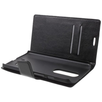 Motorola Moto X Style atvēramais ādas melns maciņš (maks) / Vacins.lv