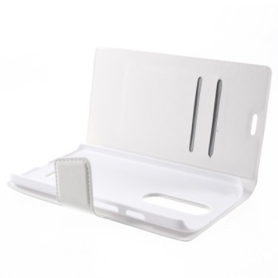 Motorola Moto X Style atvēramais ādas balts maciņš (maks) / Vacins.lv