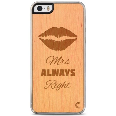 Apple iPhone SE (5, 5s) „Crafted Cover“ Mrs Always Right natūralaus medžio dėklas (šviesus medis, alksnis) / Priedai.lt