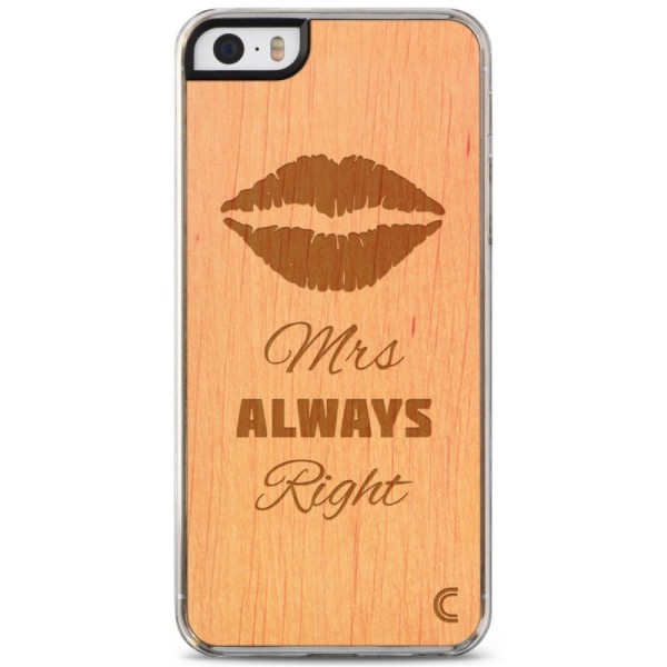 „Crafted Cover“ natūralaus medžio dėklas - Mrs Always Right (iPhone 5 / 5S / SE 2016)