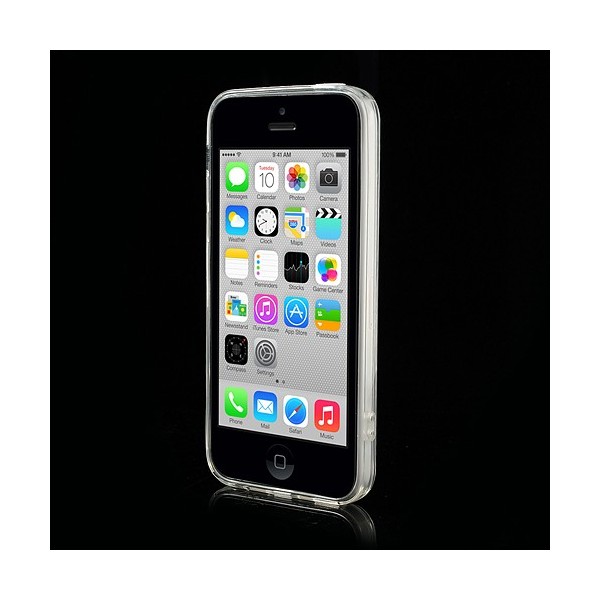 Plastikinis dėklas su kieto silikono rėmu - skaidrus (iPhone 5C)