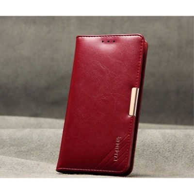 Samsung Galaxy S6 Edge (G925) „Kalaideng“ Royale ādas atvēramais bordo maciņš / Vacins.lv