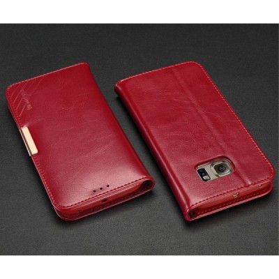 Samsung Galaxy S6 Edge (G925) „Kalaideng“ Royale ādas atvēramais bordo maciņš / Vacins.lv