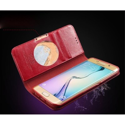 Samsung Galaxy S6 Edge (G925) „Kalaideng“ Royale ādas atvēramais bordo maciņš / Vacins.lv