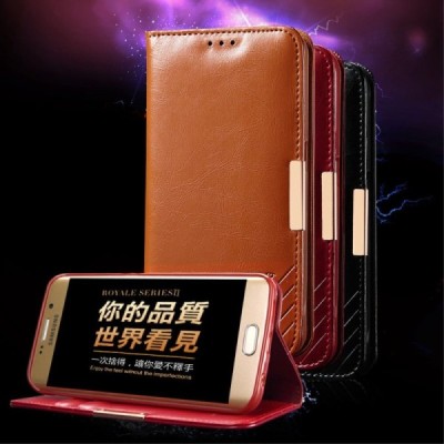 Samsung Galaxy S6 Edge (G925) „Kalaideng“ Royale ādas atvēramais brūns maciņš / Vacins.lv