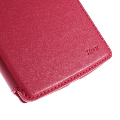 Roar Noble atverčiamas LG G Flex 2 H955 rožinis odinis dėklas - knygutė / Priedai.lt