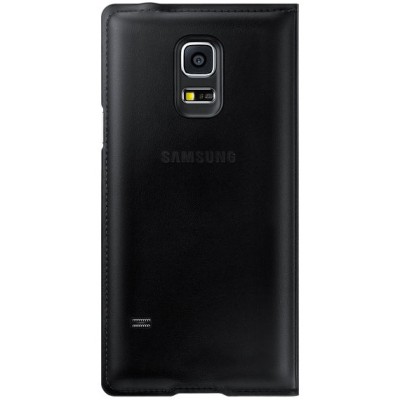 Samsung Galaxy S5 mini (G800) oficiāls Flip Cover atvērams melns ādas maciņš (maks) / Vacins.lv