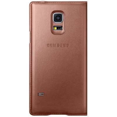 Samsung Galaxy S5 mini (G800) originalus Flip Cover atverčiamas auksinis odinis dėklas - piniginė / Priedai.lt