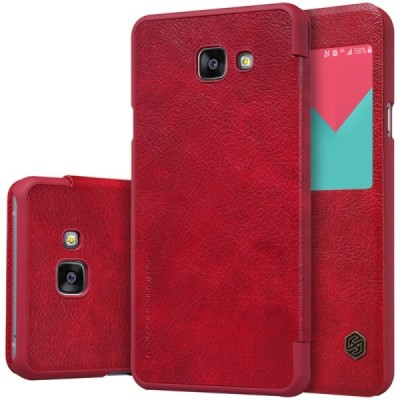 Greznais „Nillkin“ Qin sērijas ādas atvērams sarkans Samsung Galaxy A5 (2016) A510 maciņš / Vacins.lv