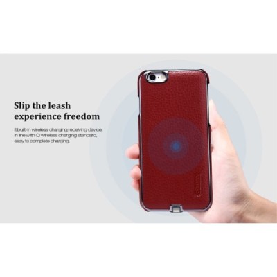 Nillkin N-JARL Apple iPhone 6 (6s) raudonas odinis dėklas su belaidžio (Qi Wireless) įkrovimo funkcija / Priedai.lt