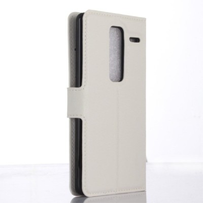 LG Zero (H650E) atvēramais balts ādas Litchi maciņš - maks / Vacins.lv