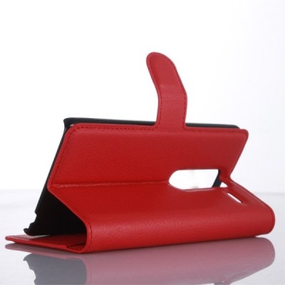 LG Zero (H650E) atverčiamas raudonas odinis Litchi dėklas - piniginė / Priedai.lt