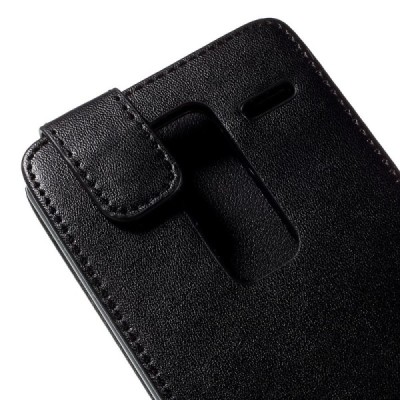 LG Zero (H650E) klasikinis vertikaliai atverčiamas juodas odinis dėklas / Priedai.lt